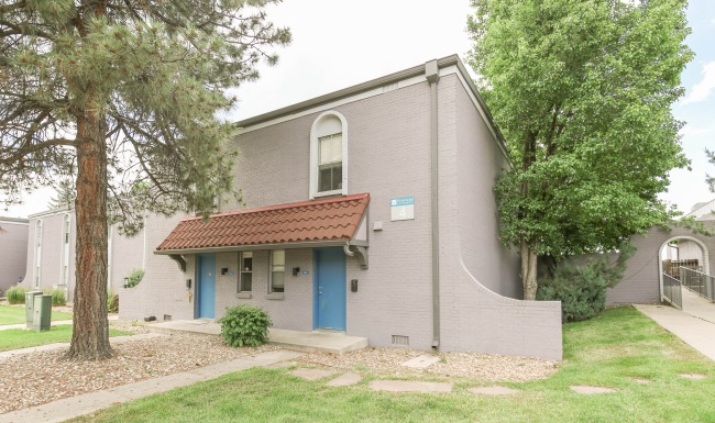 Apartment building exterior with trees